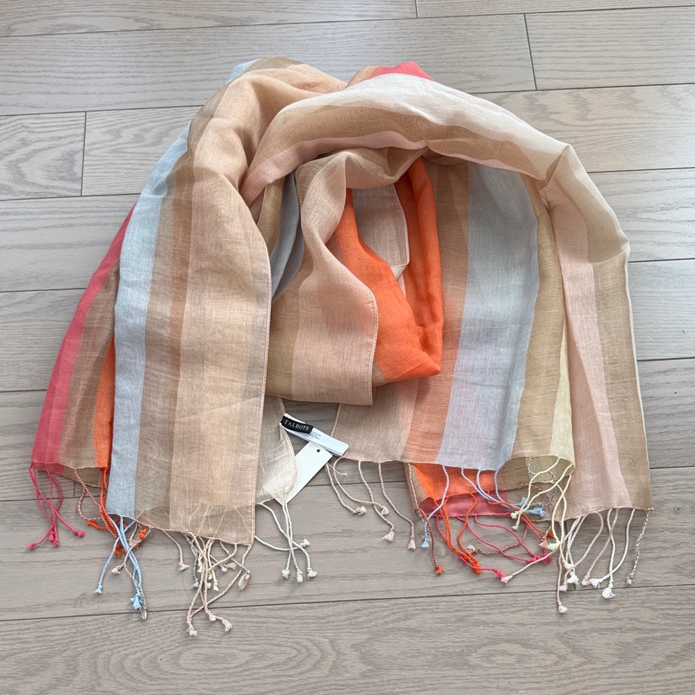 Talbot’s Silk / Cotton Blend Striped Scarf